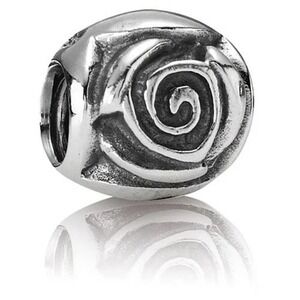 Pandora Sterling Silver Rose 925 Swirl Spacer Charm Bead Bracelet Made Thailand